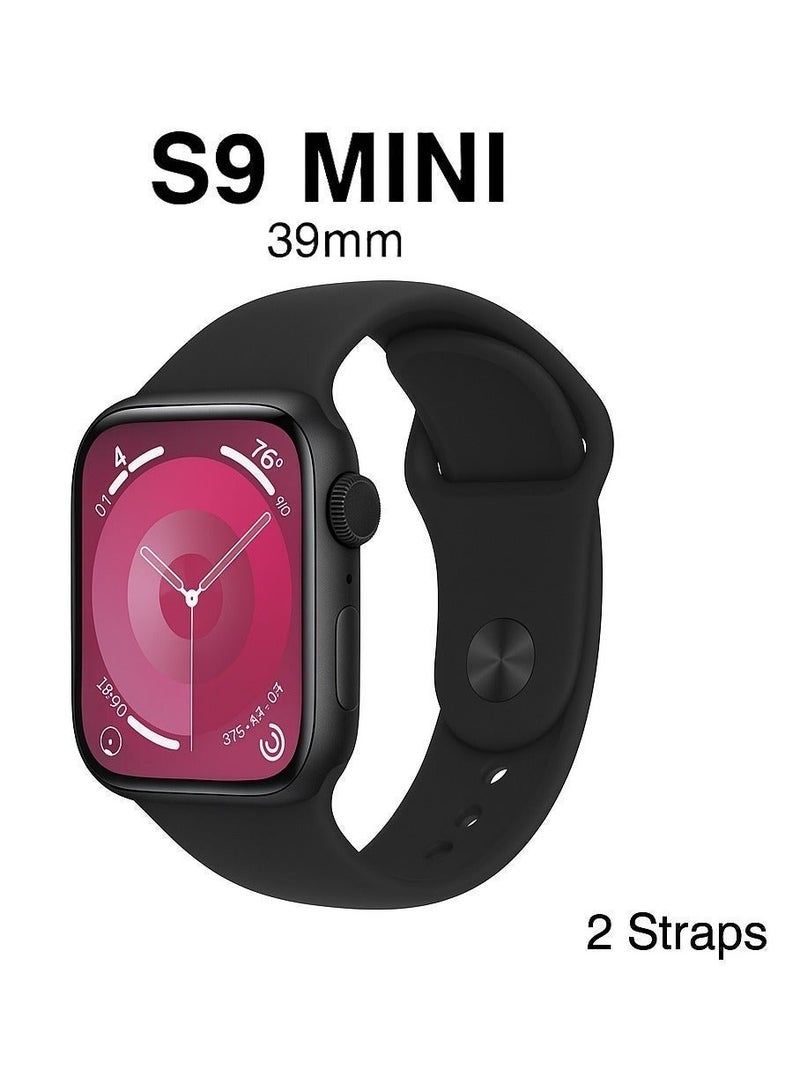 الذاكرة السريعة ساعة ذكية S9 mini الاصدار التاسع بشاشة كاملة مع خاصية الشحن اللاسلكي  - أسود - Image 2